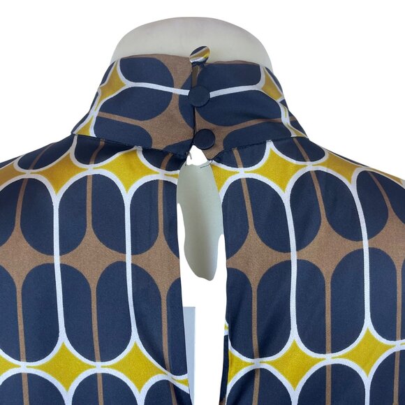 Zara Women's Multi-Color Geometric  Midi Dress Belted Long Sleeve Size S - New - Picture 5 of 13